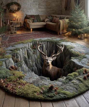 Mossy Stag Quilted Round Mat