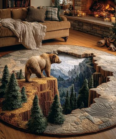 Mountain Bear Quilted Round Mat