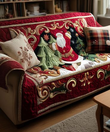 Mountain Christmas Quilted Sofa Cover