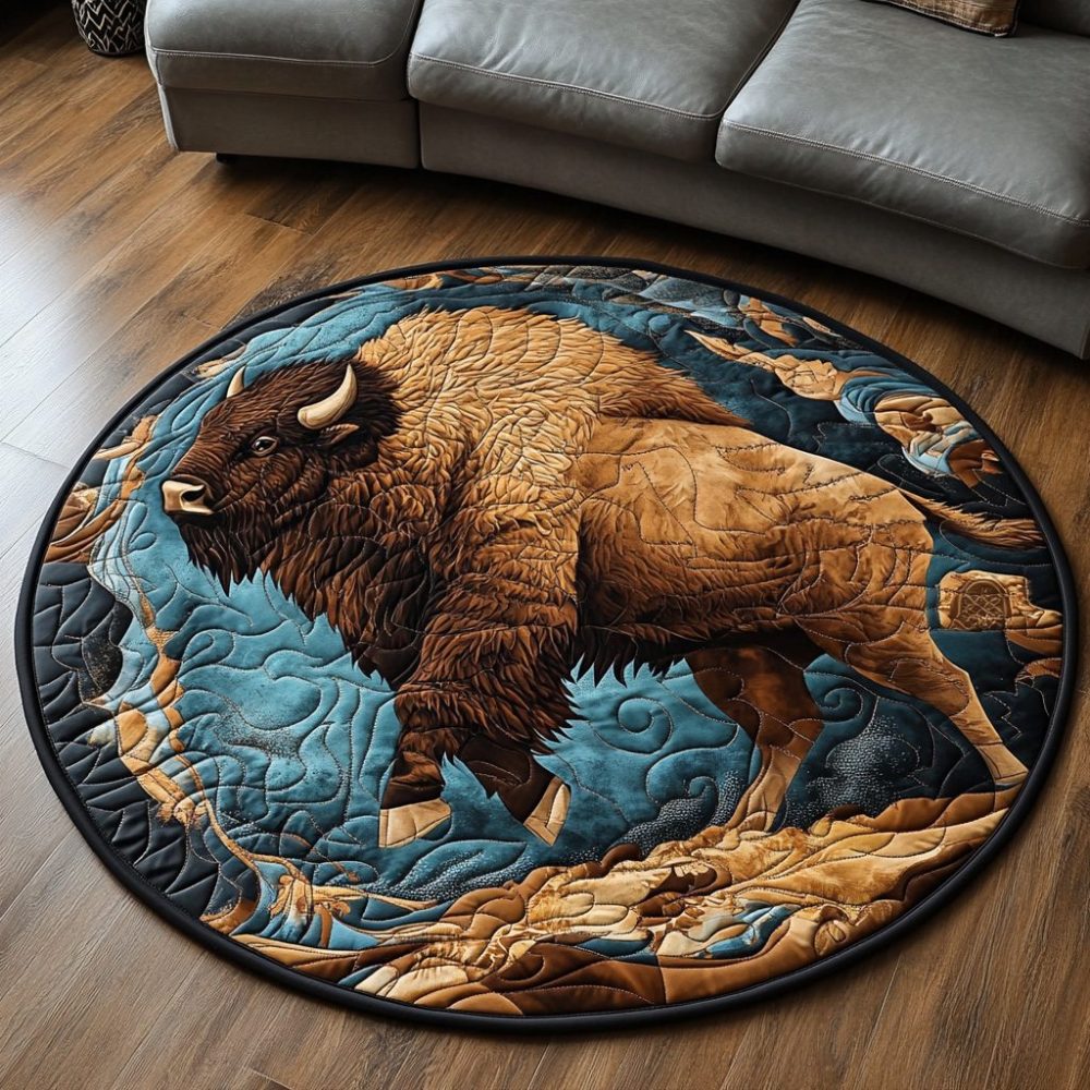 Mountain Herd Quilted Round Mat