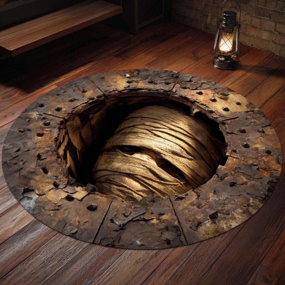 Mummy Awakening Quilted Round Mat