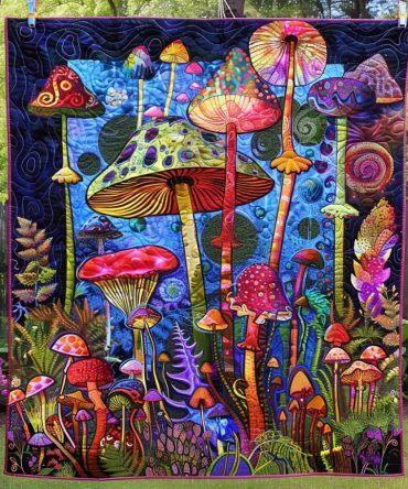 Mushroom Magic Quilted Blanket