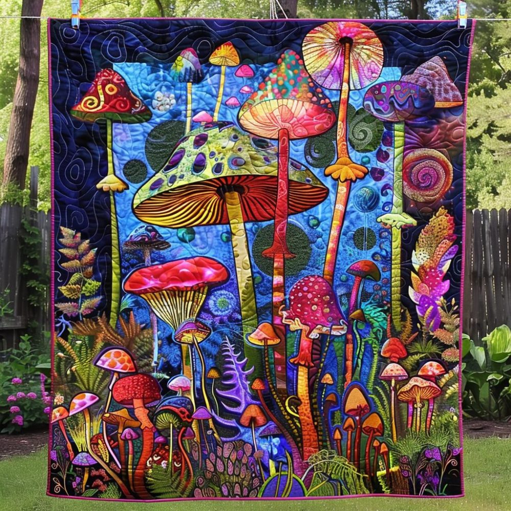 Mushroom Magic Quilted Blanket