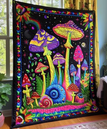 Mushroom Medley Quilted Blanket