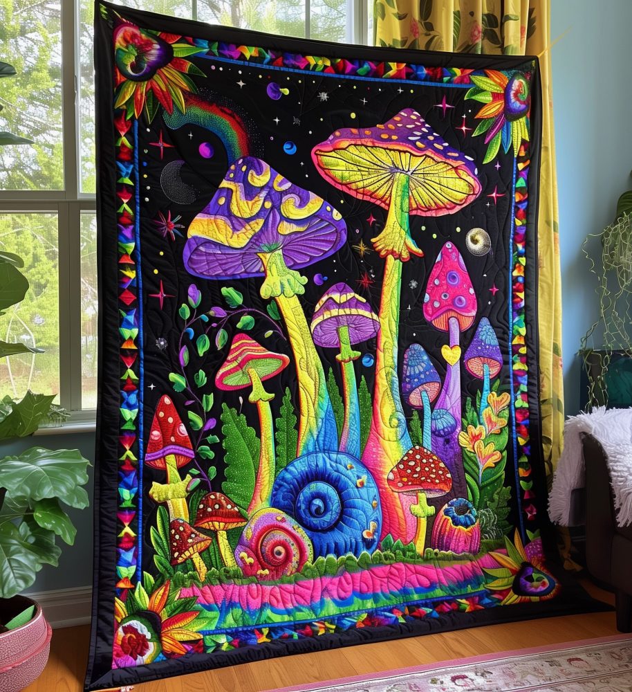 Mushroom Medley Quilted Blanket