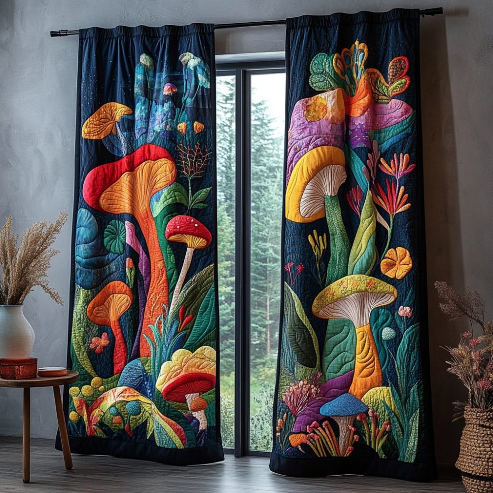 Mushroom Dream Quilted Curtains