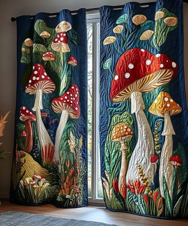 Mushroom Field Quilted Curtains