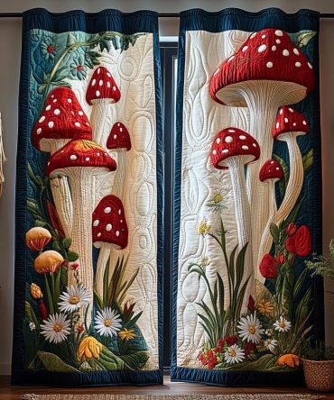 Mushroom Meadow Quilted Curtains