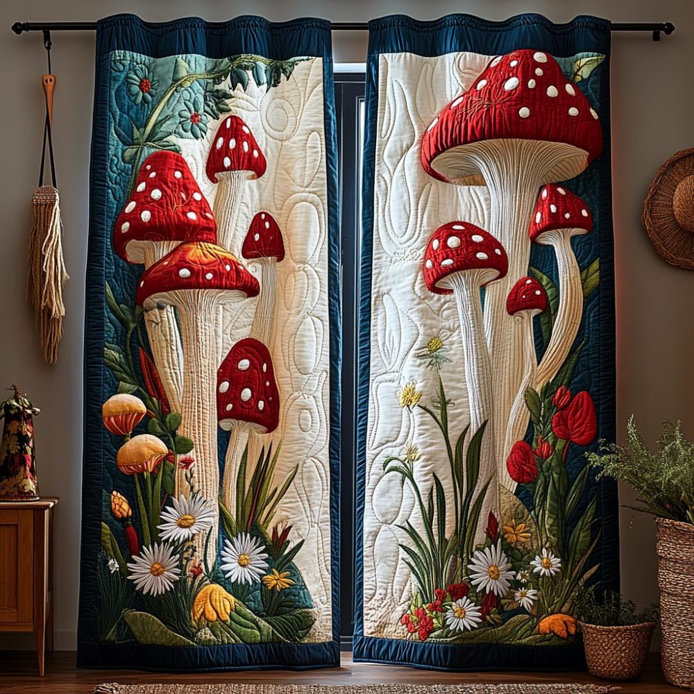 Mushroom Meadow Quilted Curtains