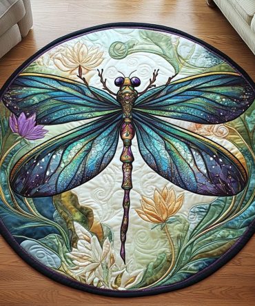 Mystic Dragonfly Quilted Round Mat