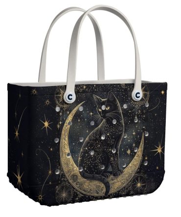 Bucket Tote Bag, Limited Edition Bogg Bag, Beach Bag Mystic Moon Cat