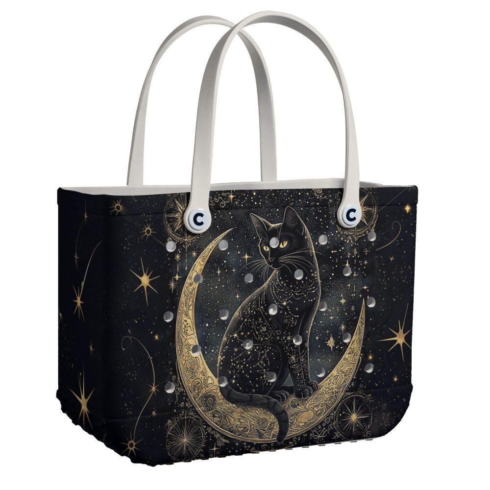 Bucket Tote Bag, Limited Edition Bogg Bag, Beach Bag Mystic Moon Cat