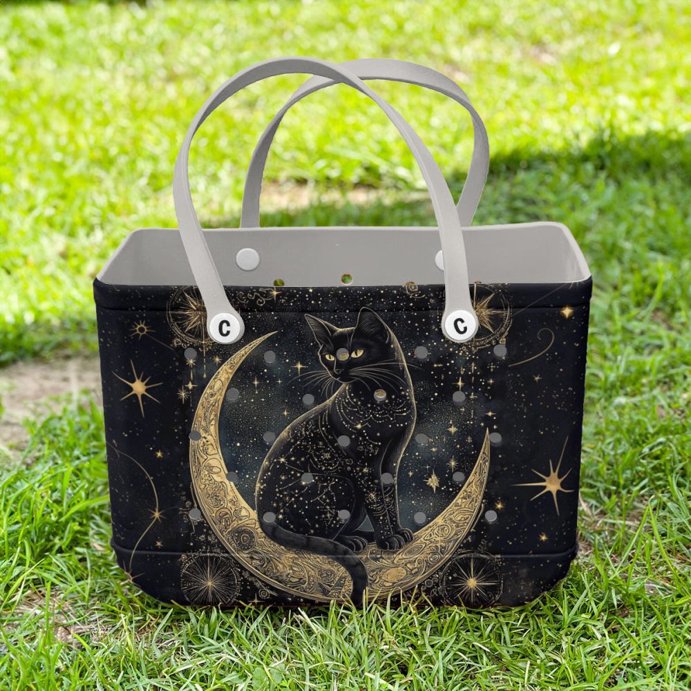Bucket Tote Bag, Limited Edition Bogg Bag, Beach Bag Mystic Moon Cat - Image 2