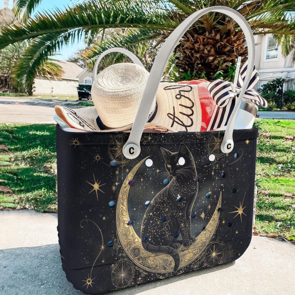 Bucket Tote Bag, Limited Edition Bogg Bag, Beach Bag Mystic Moon Cat - Image 5