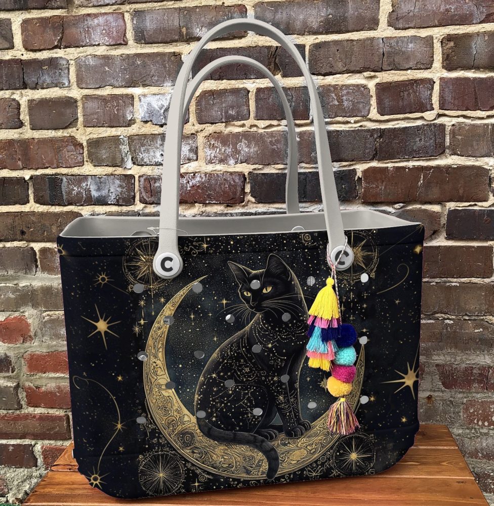 Bucket Tote Bag, Limited Edition Bogg Bag, Beach Bag Mystic Moon Cat - Image 8