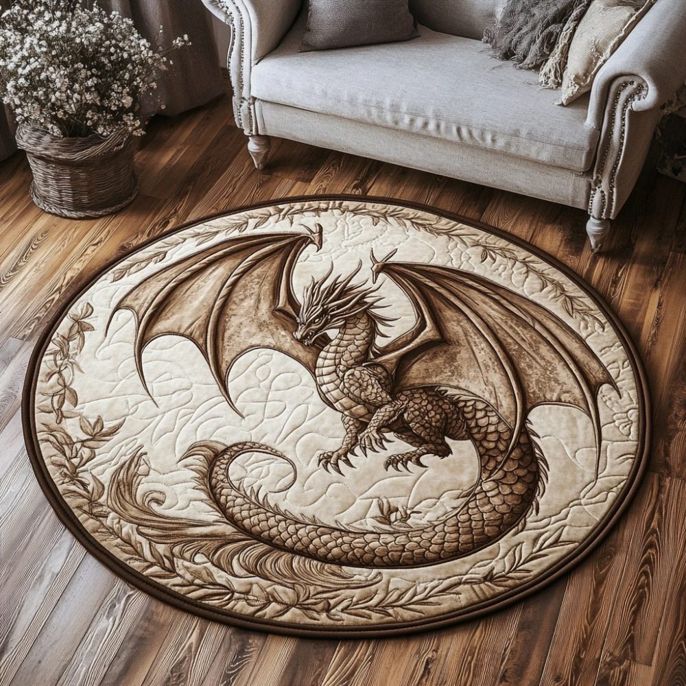 Mystic Dragon Quilted Round Mat