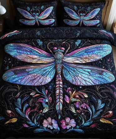 Mystic Dragonfly 3-Piece Quilted Bedding Set