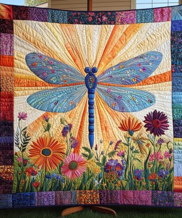 Mystic Dragonfly Quilted Blanket
