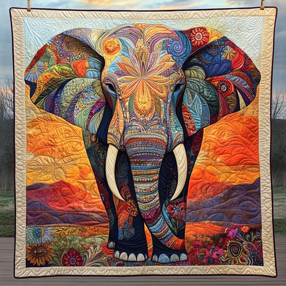 Mystic Elephant Quilted Blanket