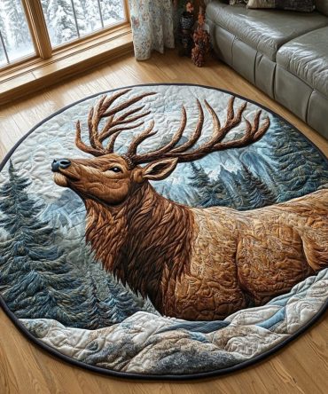 Mystic Elk Quilted Round Mat