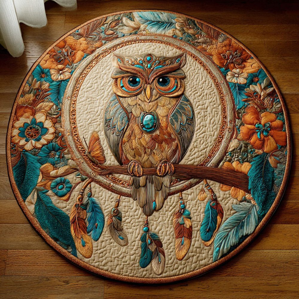 Mystic Feathers Quilted Round Mat