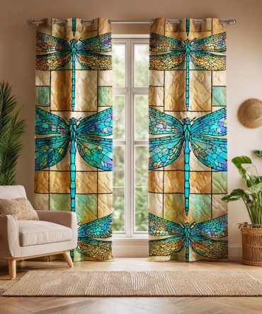 Mystic Lake Dragonfly Quilted Curtains