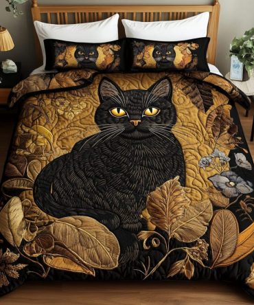 Mystic Moon Cat 3-Piece Quilted Bedding Set