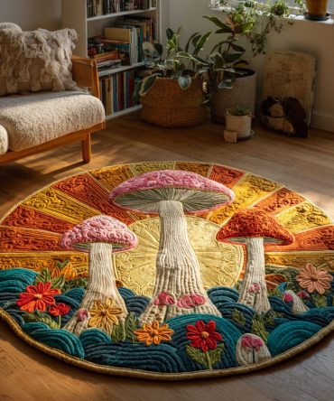 Mystic Mushrooms Quilted Round Mat