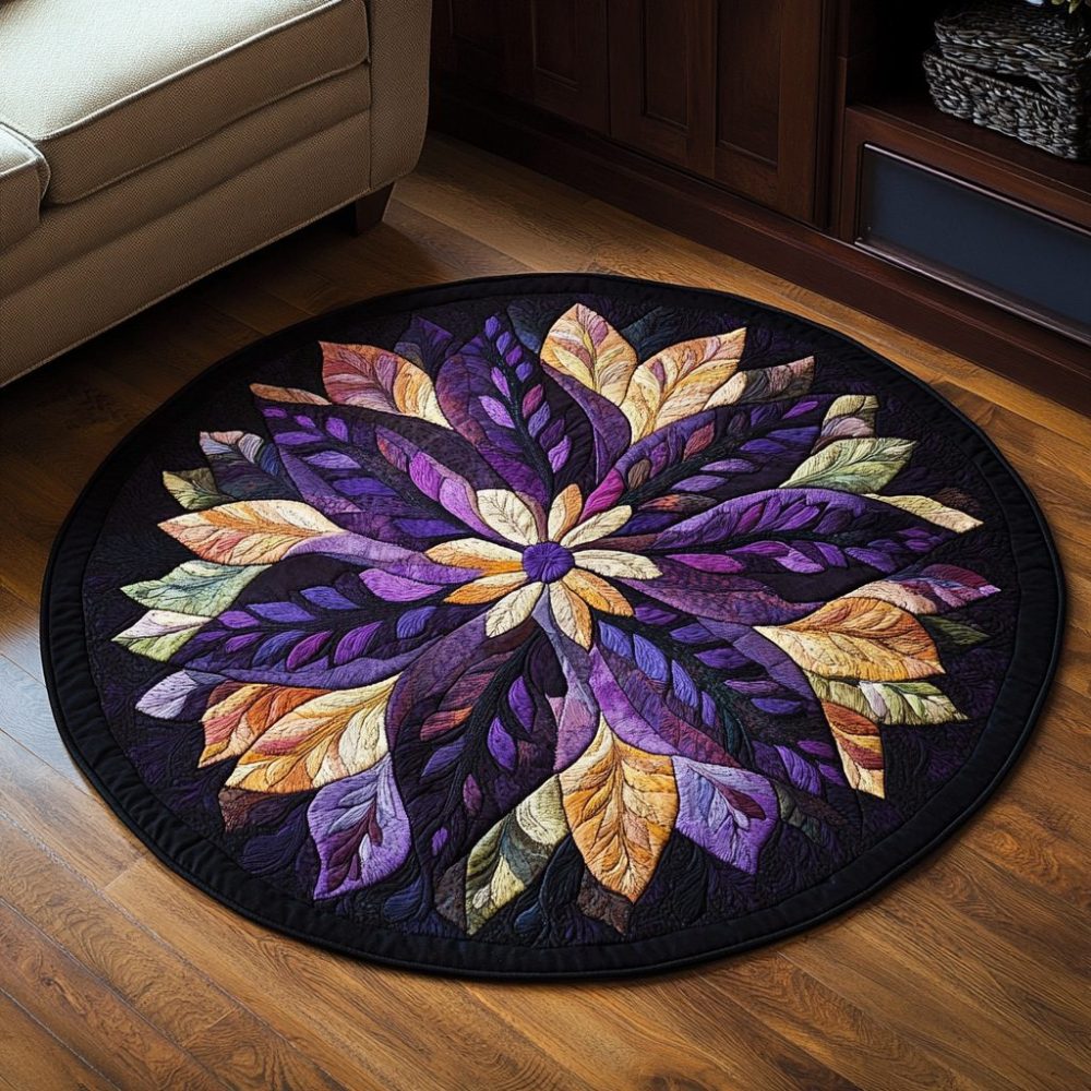 Mystic Petal Whirl Quilted Round Mat