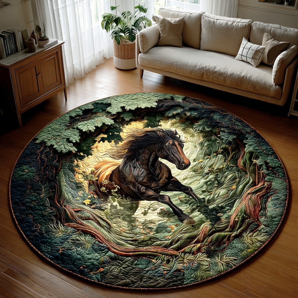 Mystic Stallion Soul Quilted Round Mat