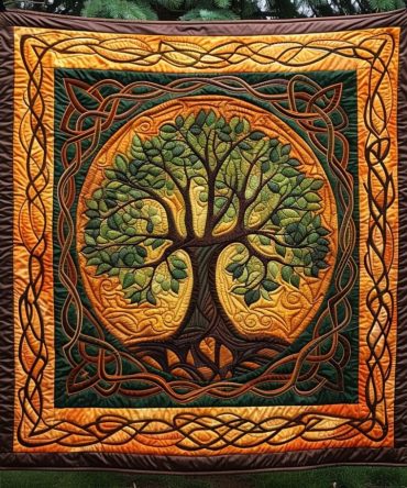 Mystical Tree Of Life Quilted Blanket