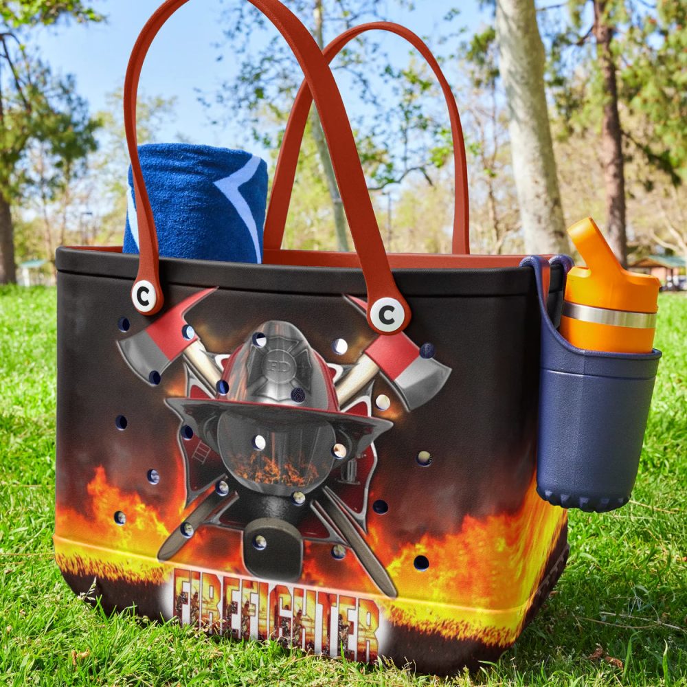 Bucket Tote Bag, Limited Edition Bogg Bag, Beach Bag Firefighter - Image 3