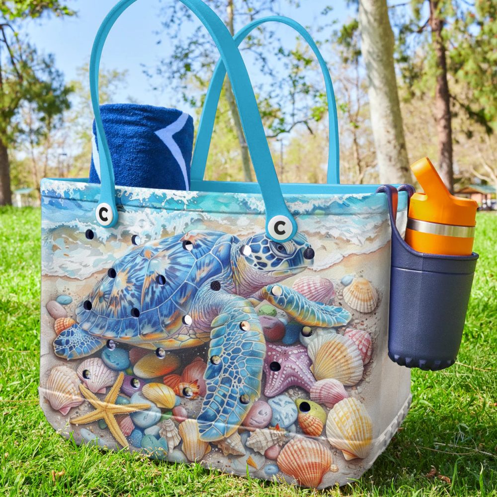 Ocean-Themed Beach Tote Bag With Sea Turtle Design – Durable & Spacious For Summer Adventures - Image 2