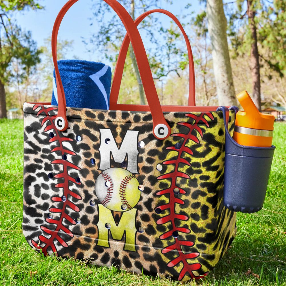 Baseball Mom Leopard Print Tote Bag - Stylish & Spacious Gift For Sports Moms - Image 2
