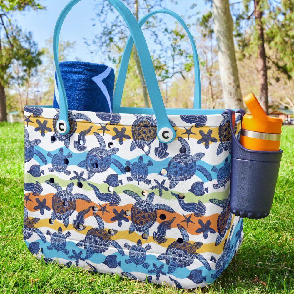 Tropical Turtle Beach Tote Bag - Large, Eco-Friendly, Vibrant Summer Style, Perfect For Beach Trips & Shopping - Image 2