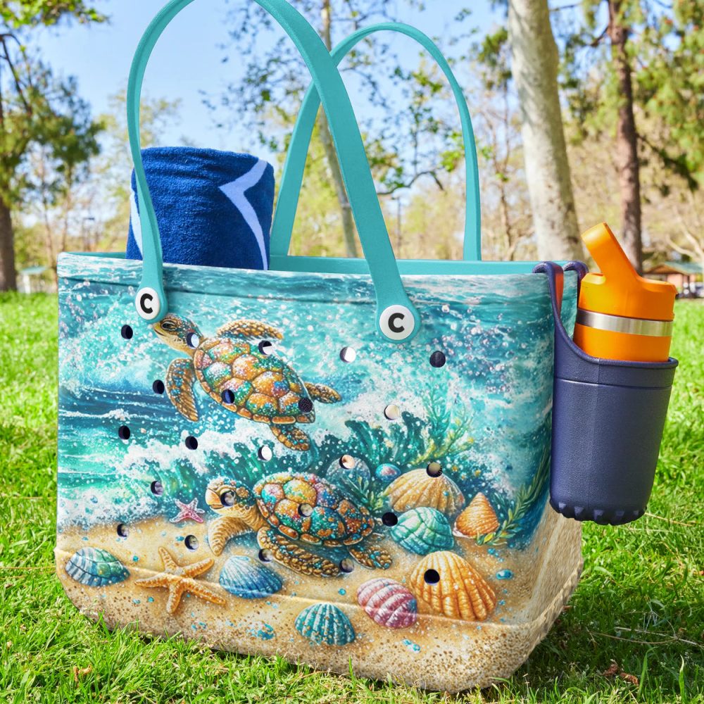 Vibrant Sea Turtle Beach Tote – Waterproof & Eco-Friendly Bag For Summer Adventures - Image 2