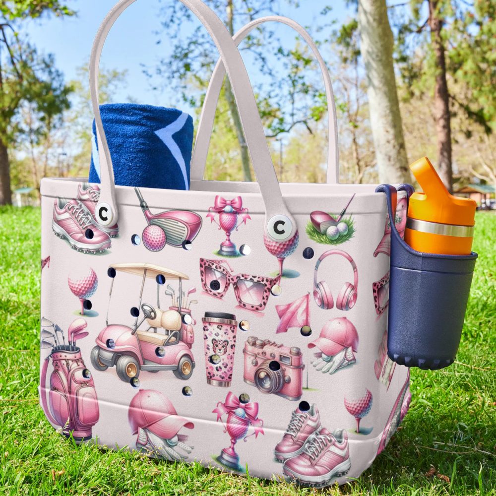 Stylish Pink Golf-Themed Tote Bag - Durable, Spacious & Chic Design For Everyday Use - Image 2