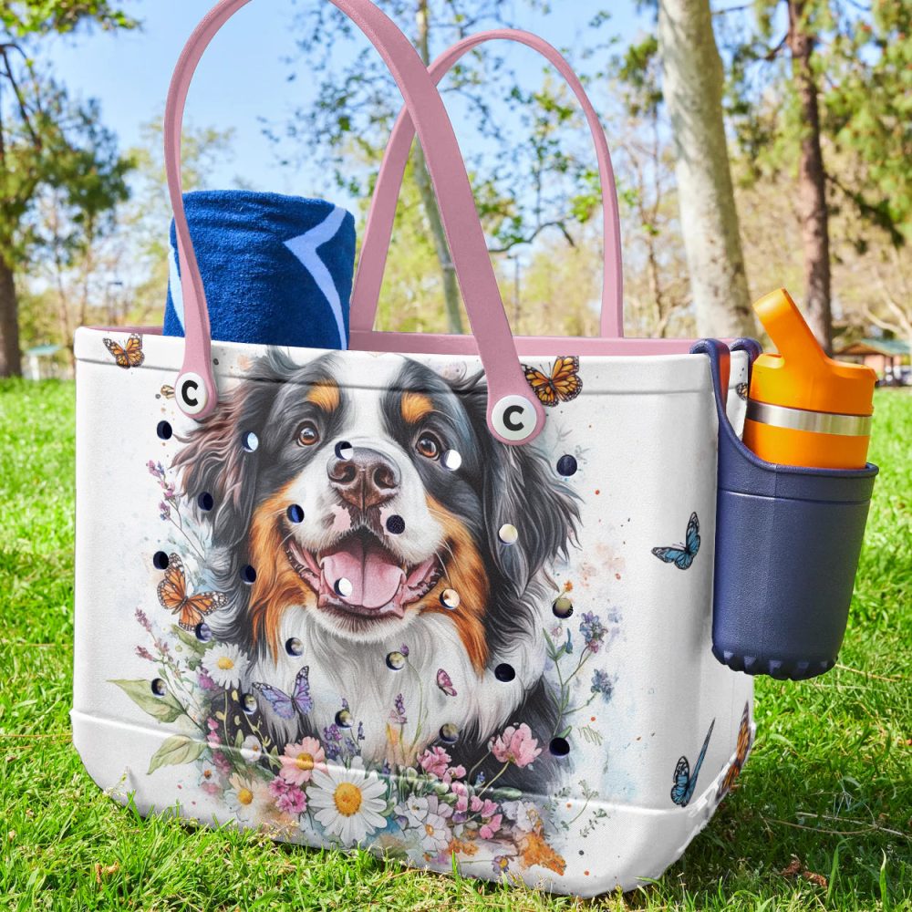 Bucket Tote Bag, Limited Edition Bogg Bag, Beach Bag Blossom Bernese - Image 2