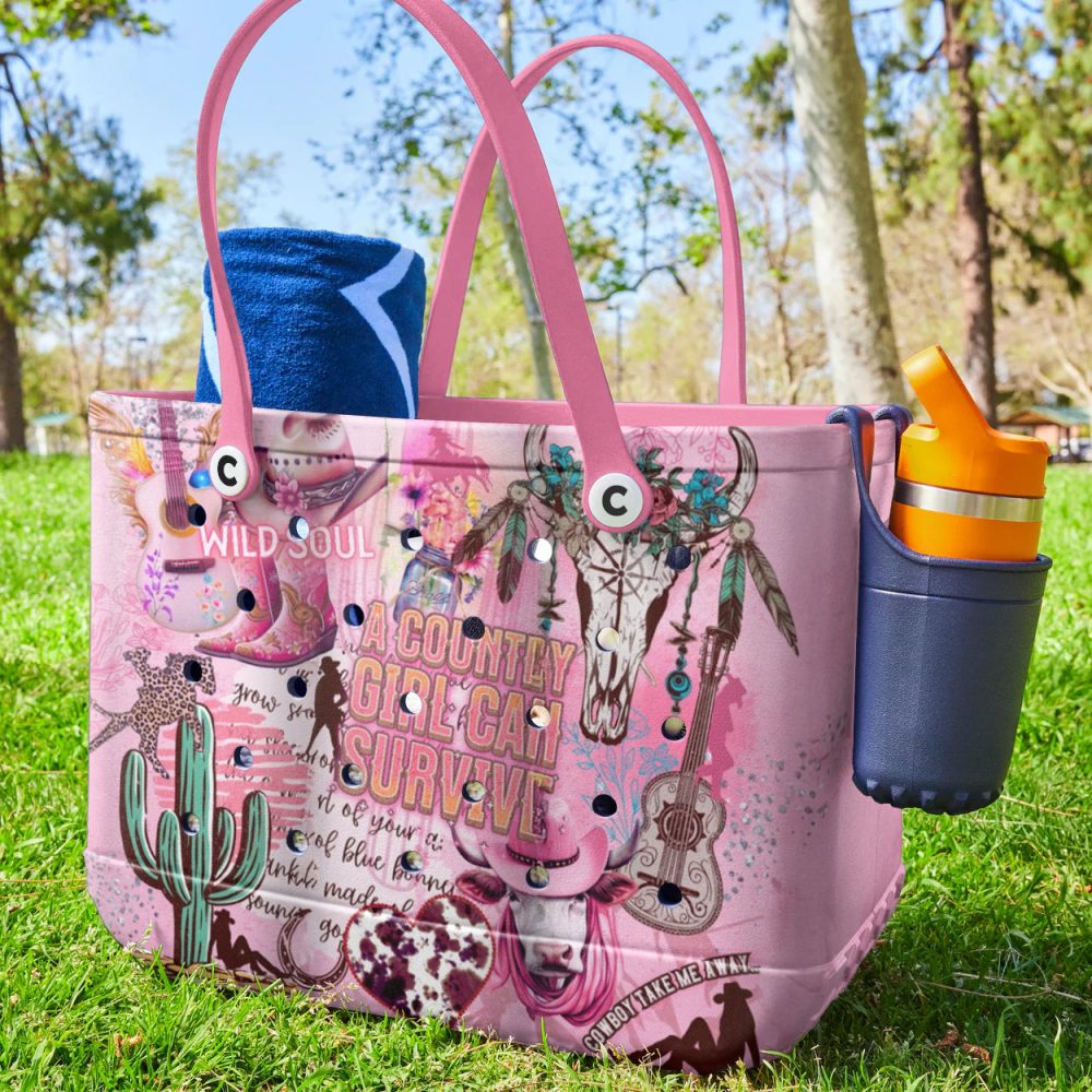 Bucket Tote Bag, Limited Edition Bogg Bag, Beach Bag Rustic Country Girl - Image 2