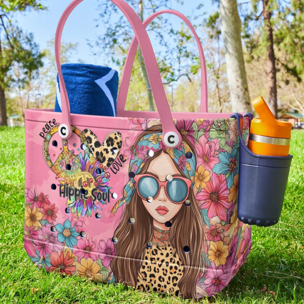Vibrant Hippie Soul Tote Bag - Floral, Peace & Love Design, Perfect For Summer - Image 2