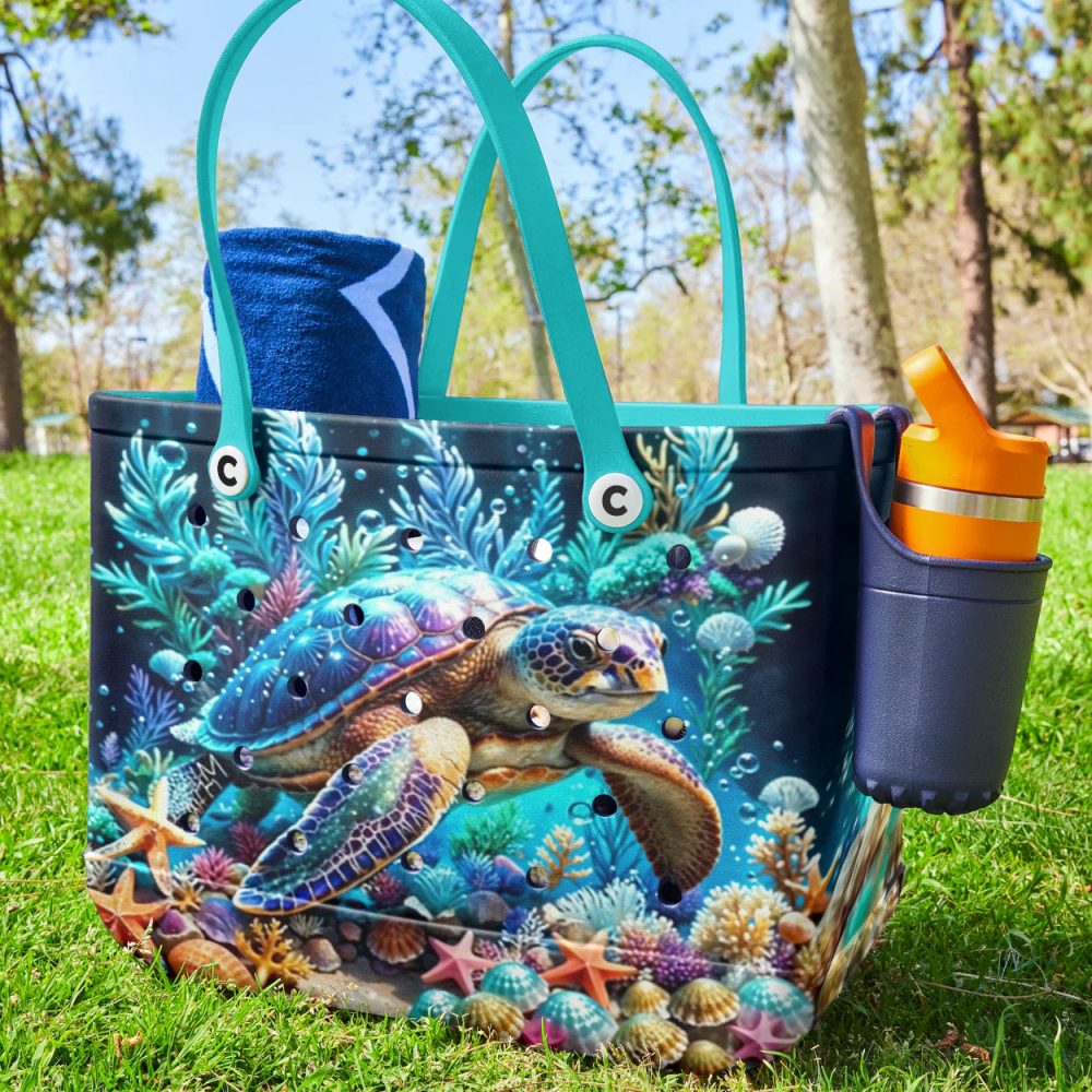 Tropical Sea Turtle Beach Tote Bag – Vibrant Ocean Design, Perfect For Summer Adventures - Image 2
