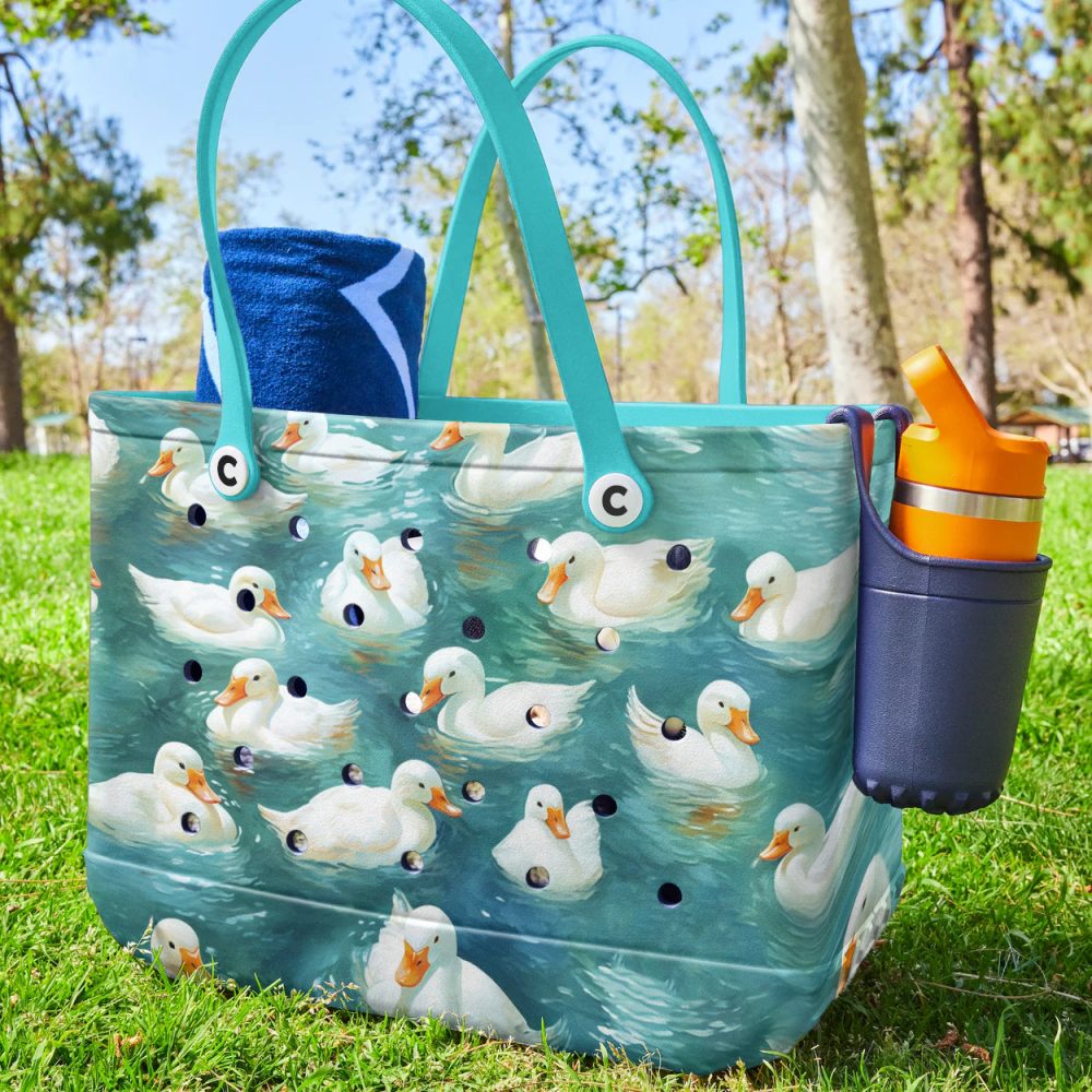 Bucket Tote Bag, Limited Edition Bogg Bag, Beach Bag Quack & Splash - Image 2