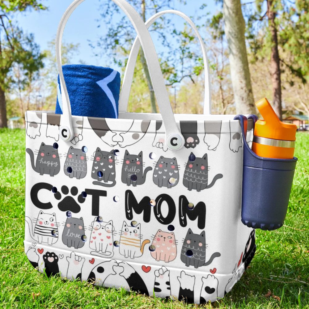 Bucket Tote Bag, Limited Edition Bogg Bag, Beach Bag Pawprints On My Heart - Image 2