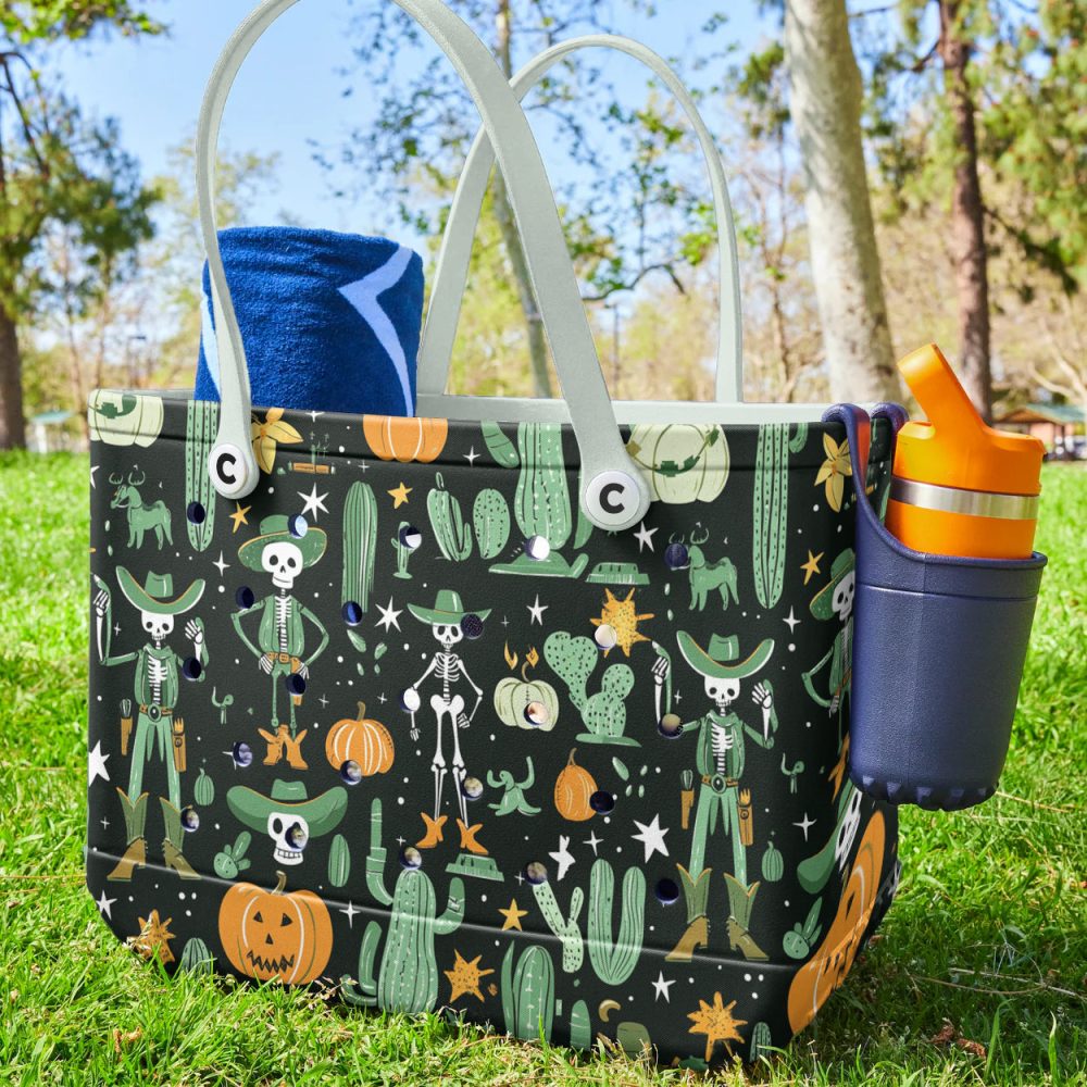 Spooky Skeleton Cactus Tote Bag – Halloween Style For Fun & Functionality! - Image 3