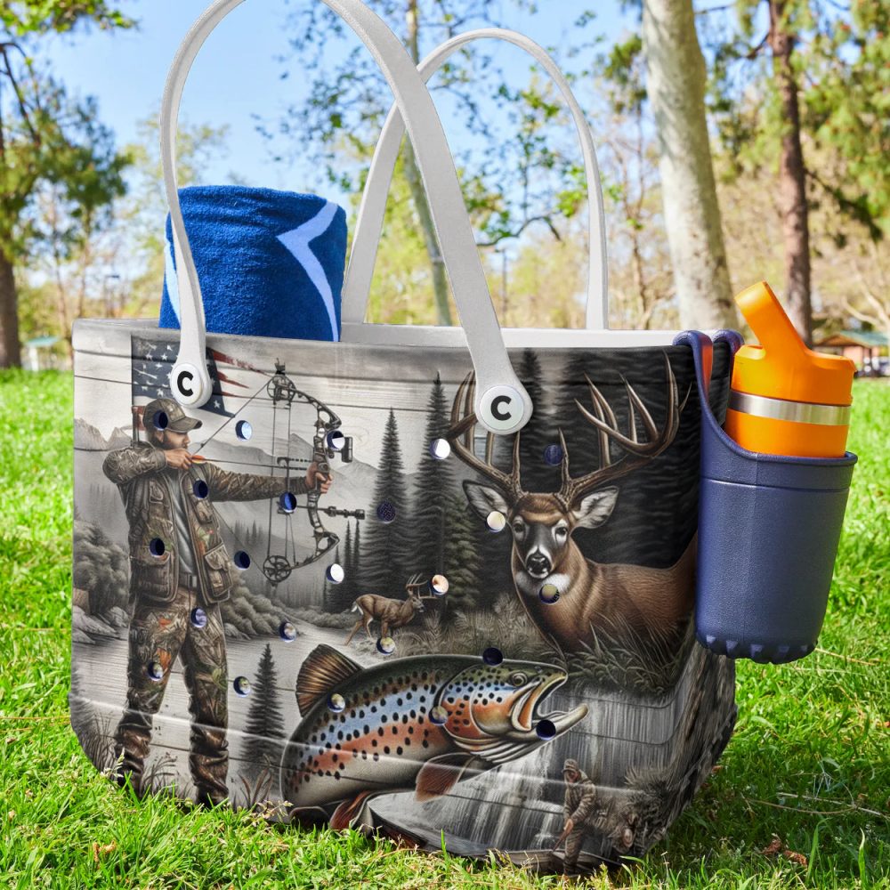 Bucket Tote Bag, Limited Edition Bogg Bag, Beach Bag Hunting Season - Image 2