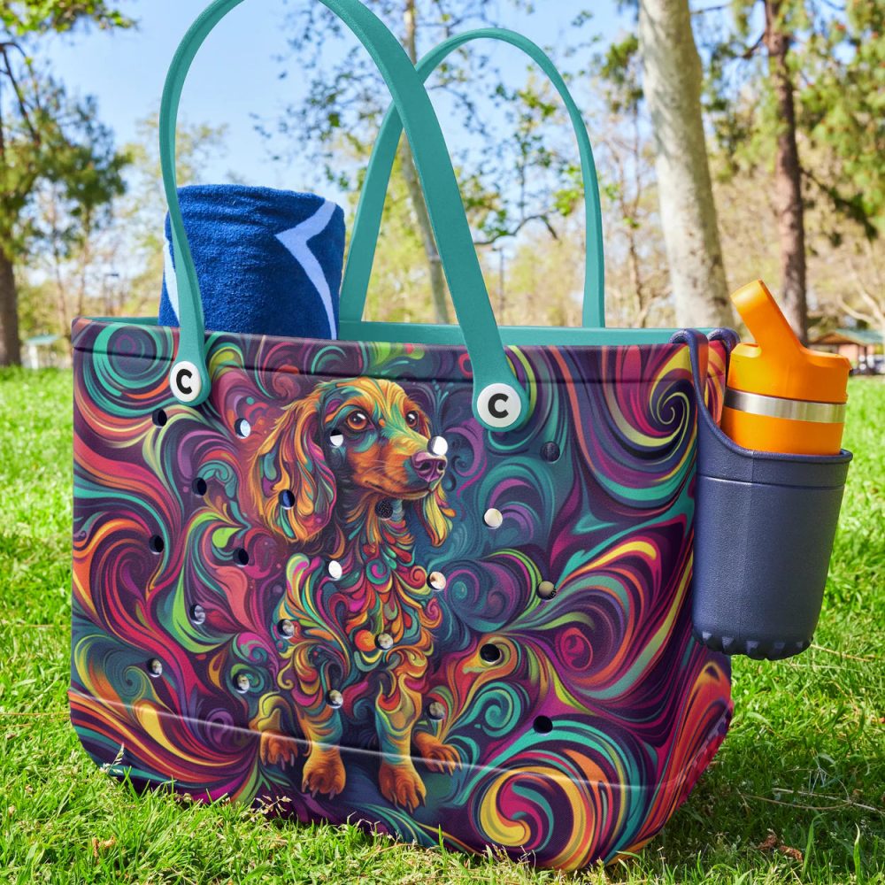 Colorful Dachshund Tote Bag – Vibrant Art Design, Durable & Spacious For Everyday Use - Image 2