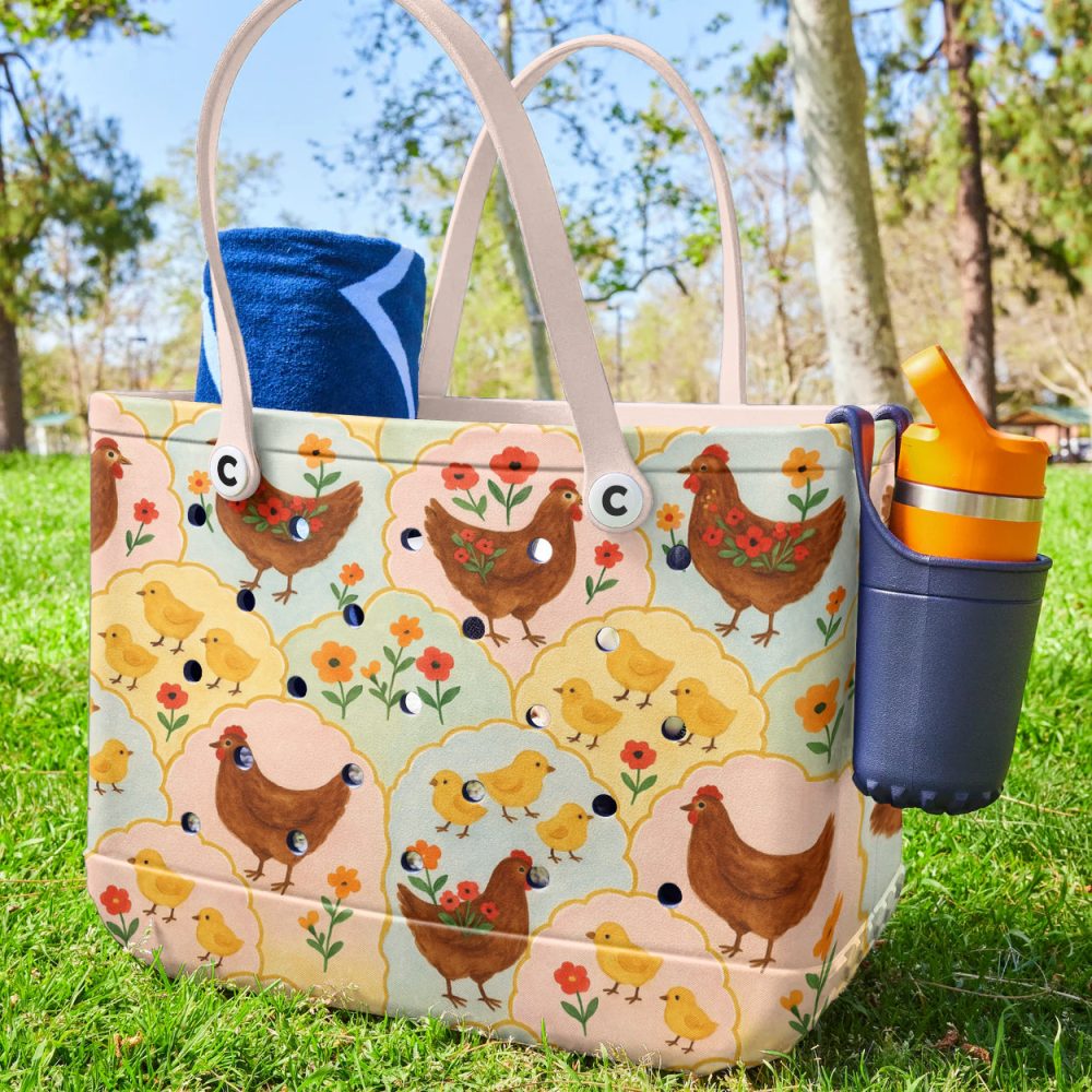 Bucket Tote Bag, Limited Edition Bogg Bag, Beach Bag Blooming Barnyard - Image 4