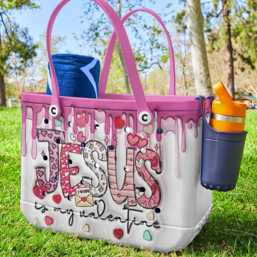 Bucket Tote Bag, Limited Edition Bogg Bag, Beach Bag Jesus Is My Valentine - Image 2