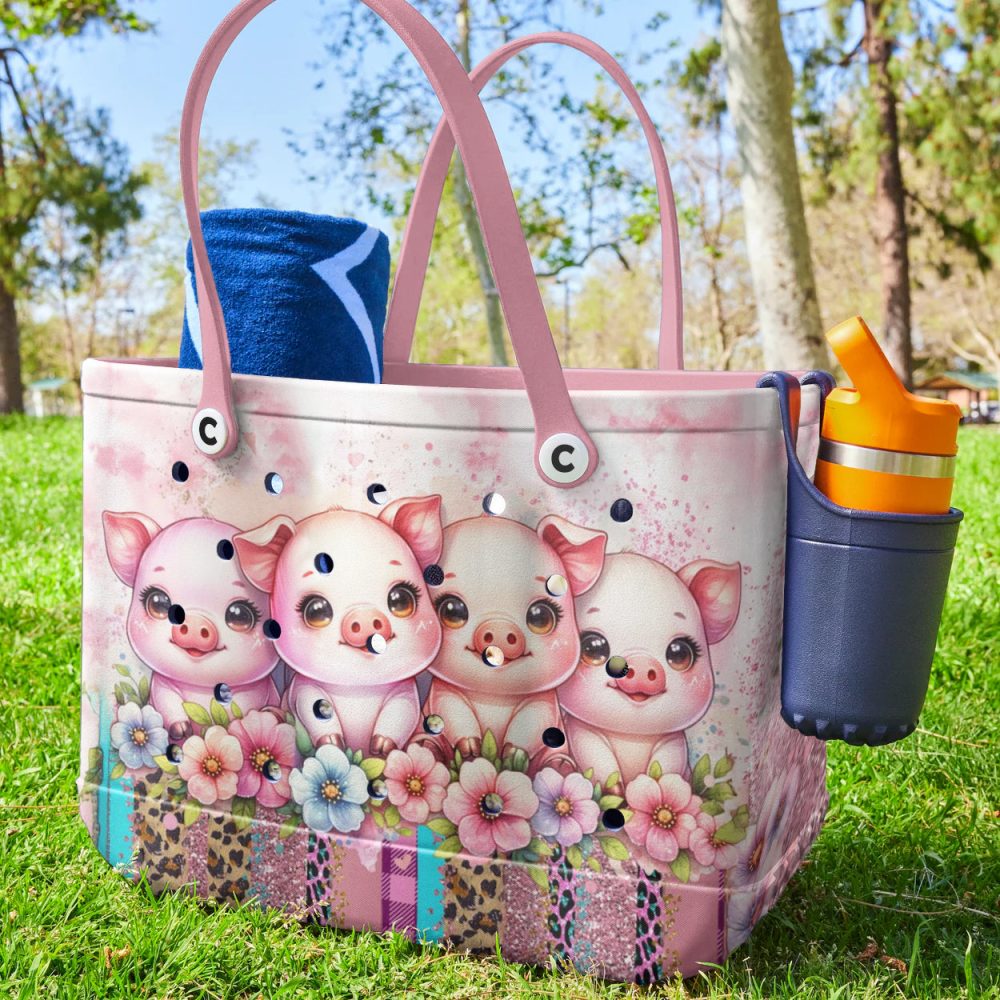 Bucket Tote Bag, Limited Edition Bogg Bag, Beach Bag Oink Chic - Image 2