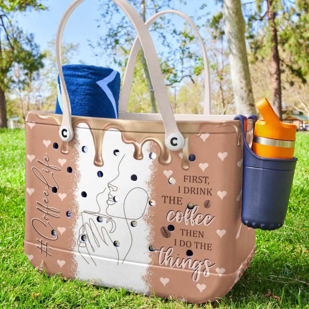 Bucket Tote Bag, Limited Edition Bogg Bag, Beach Bag Coffee Life - Image 4
